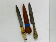 2 rare 19th C. African Tribal belt knives with Ostrich’s leg handles.