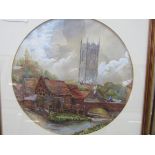Framed and glazed watercolour of a village scene signed Pratlen 1852.