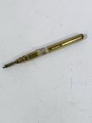 Vintage stationery gold plated propelling pencil, official HM Stationery Office Crown mark impressed