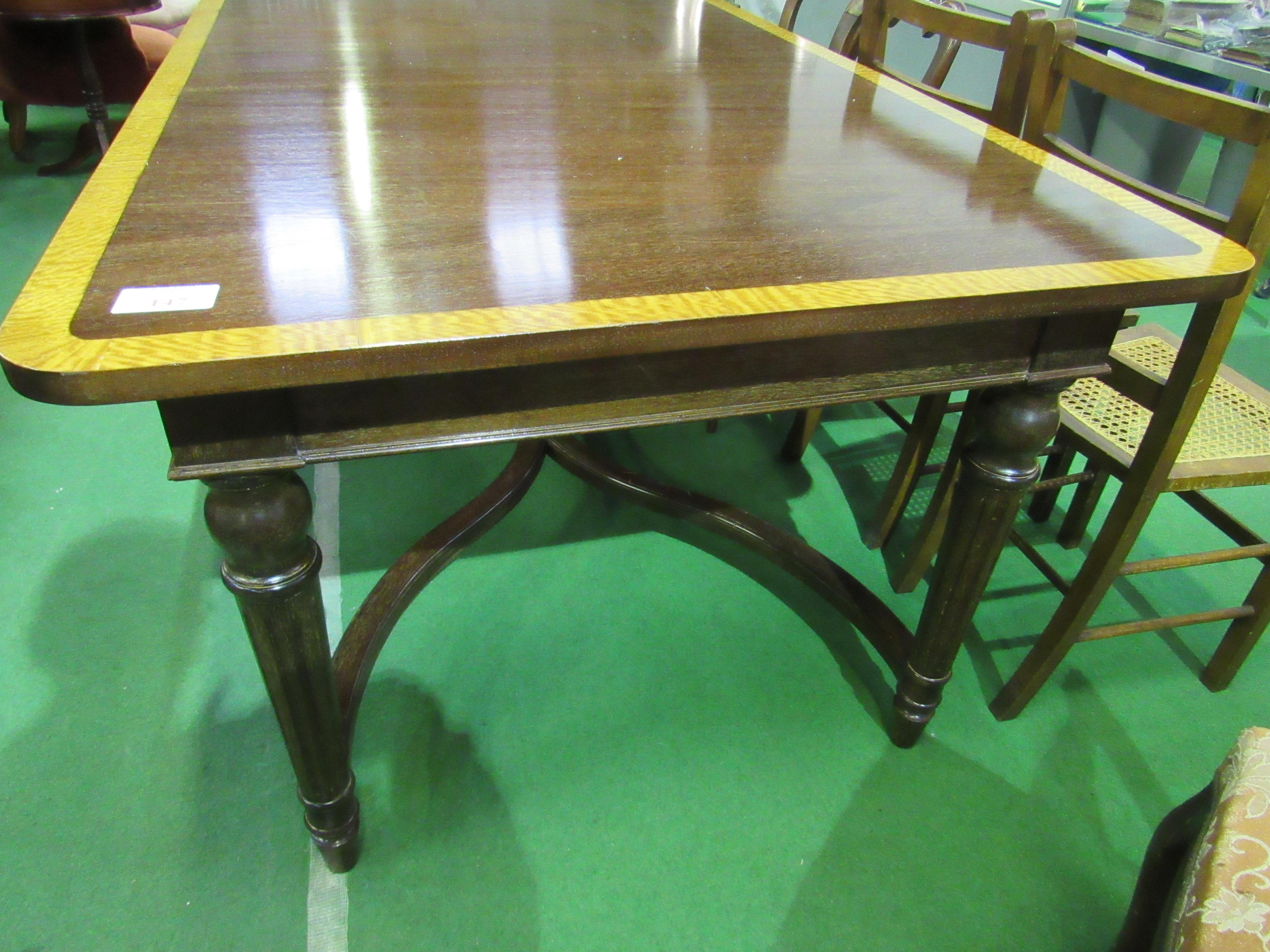 Hardwood table on unusual X shaped stretcher. - Image 4 of 4