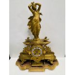 Gilded metal French mantel clock by P H Mourey.
