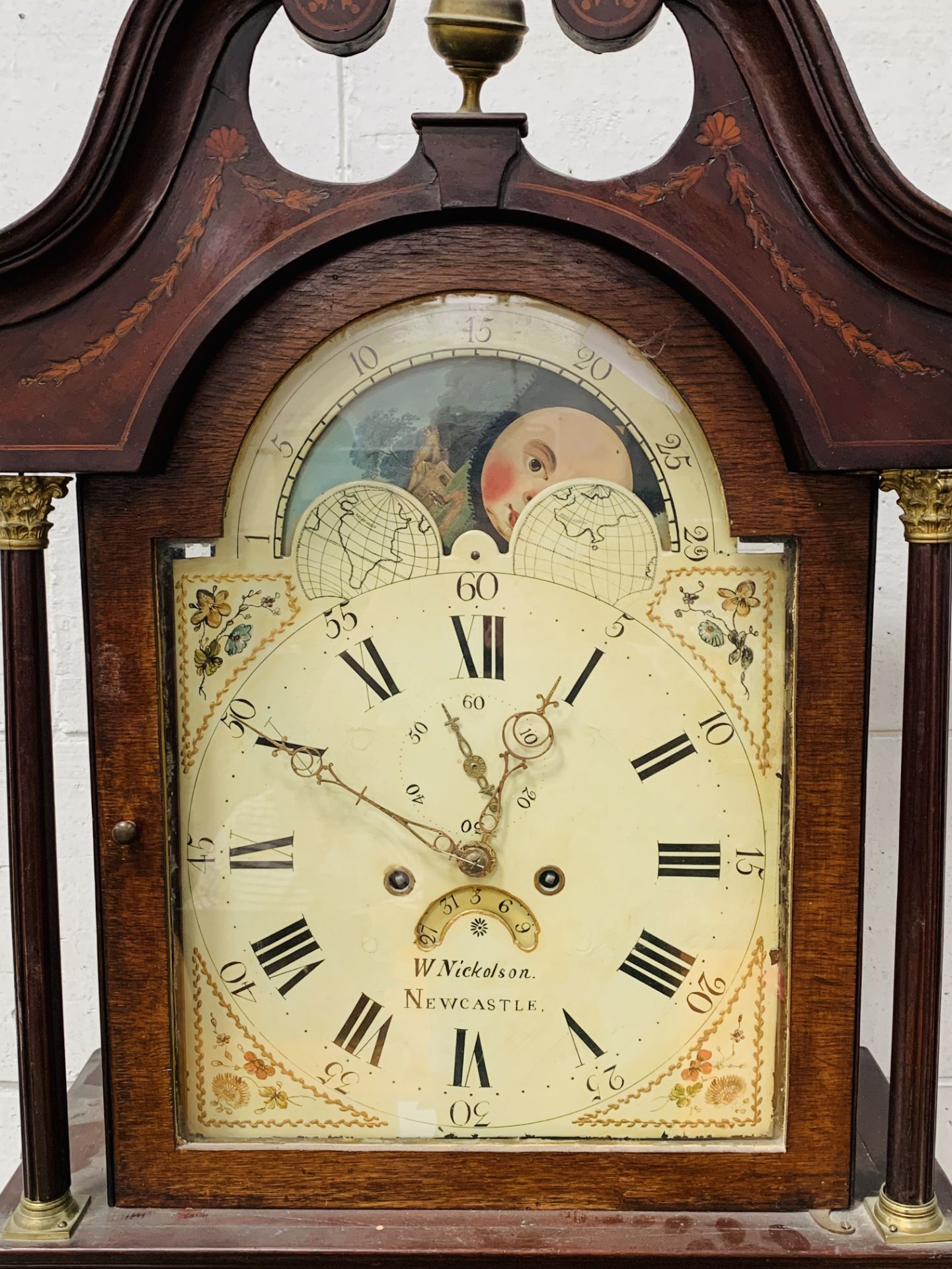 Mahogany Longcase Clock with Moon Phase by W Nicholson of Newcastle. - Image 2 of 5