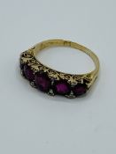 Antique 18ct gold, ruby and diamond ring.