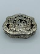 Continental antique silver trinket box/vinaigrette with detailed pierced design to lid. 53gms.