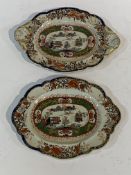 2 Mason's ironstone china side plates hand painted with Chinese scenes.