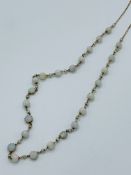 15ct gold, opal and seed pearl necklace.