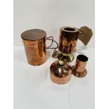 Copper picnic stove/drink warmer with kettle.
