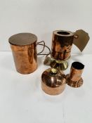 Copper picnic stove/drink warmer with kettle.