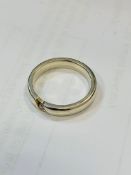 White Metal ring set with a small clear stone. Wt, 4.2gms, size between M1/2 and N.