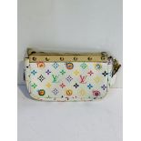 Louis Vuitton printed clutch bag with correct fittings and handle.