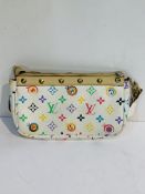 Louis Vuitton printed clutch bag with correct fittings and handle.