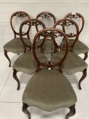 Set of six balloon back dining chairs.