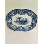 Large Copeland Spode carving plate, and meat plate (chipped); together with another serving plate.