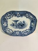 Large Copeland Spode carving plate, and meat plate (chipped); together with another serving plate.