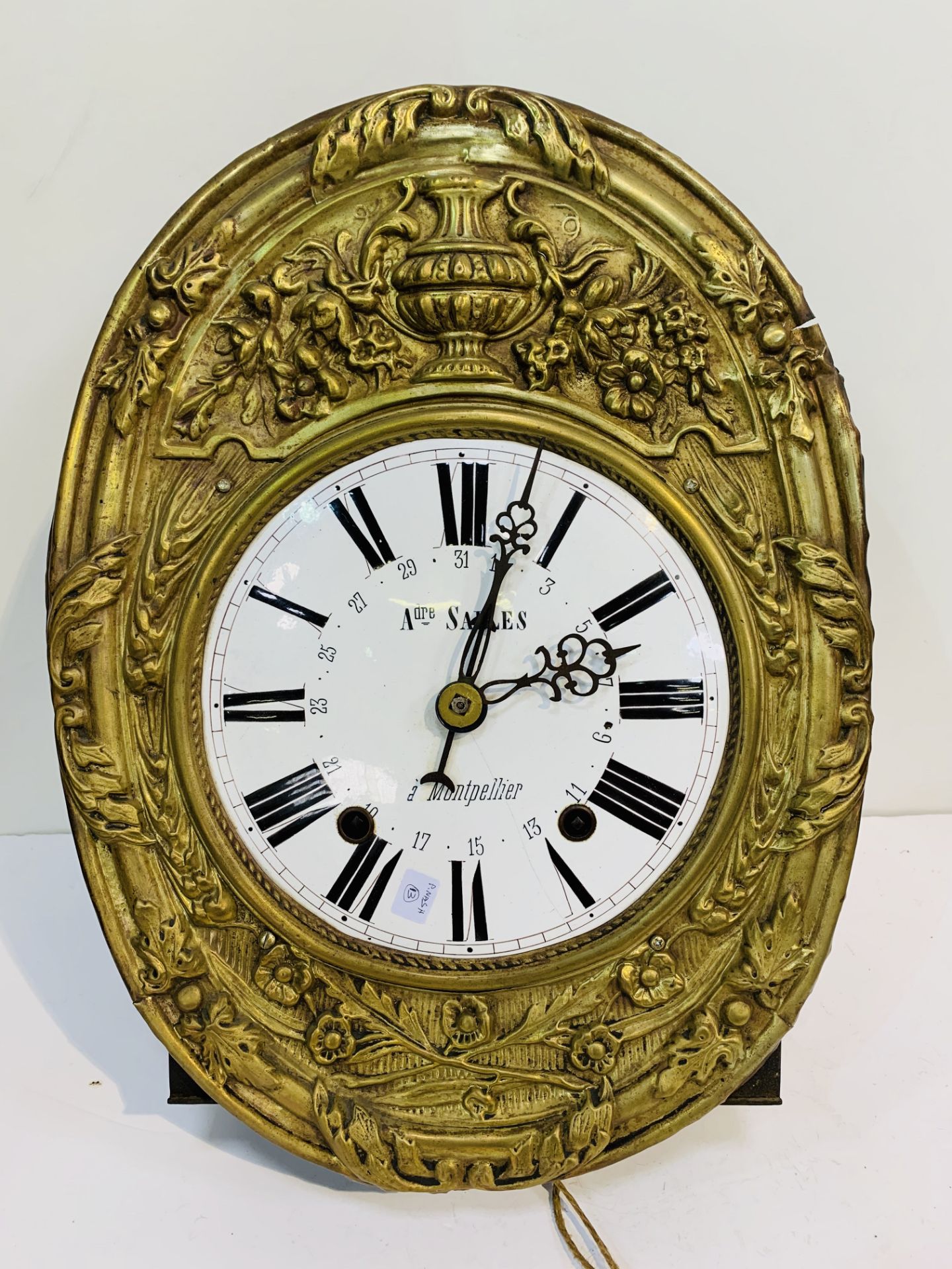 Circa 1860 French Vineyard Comtoise clock marked for ‘Mares’ of Montpellier.