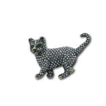 Diamond and emerald Cat brooch on yellow and white gold.