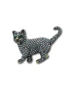 Diamond and emerald Cat brooch on yellow and white gold.