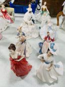 10 Royal Doulton female figurines.