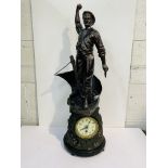 Circa1880, S. Marti, French figural mantel clock, ‘Le Matelot’. Height 76cms.