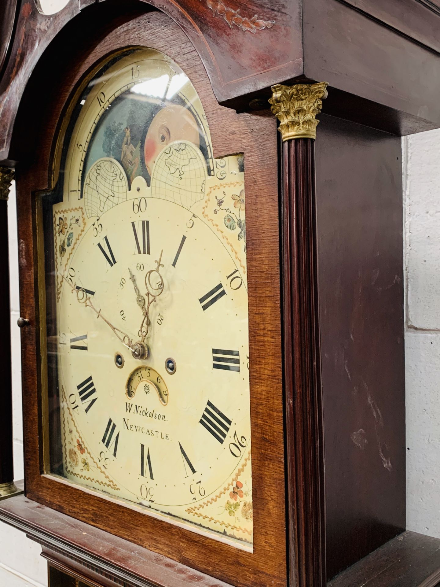 Mahogany Longcase Clock with Moon Phase by W Nicholson of Newcastle. - Image 3 of 5