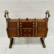 Spanish gilt metal and upholstered wood chest on stand.