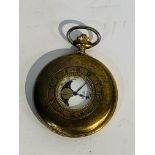 Gold plated half hunter moon phase quartz pocket watch, going