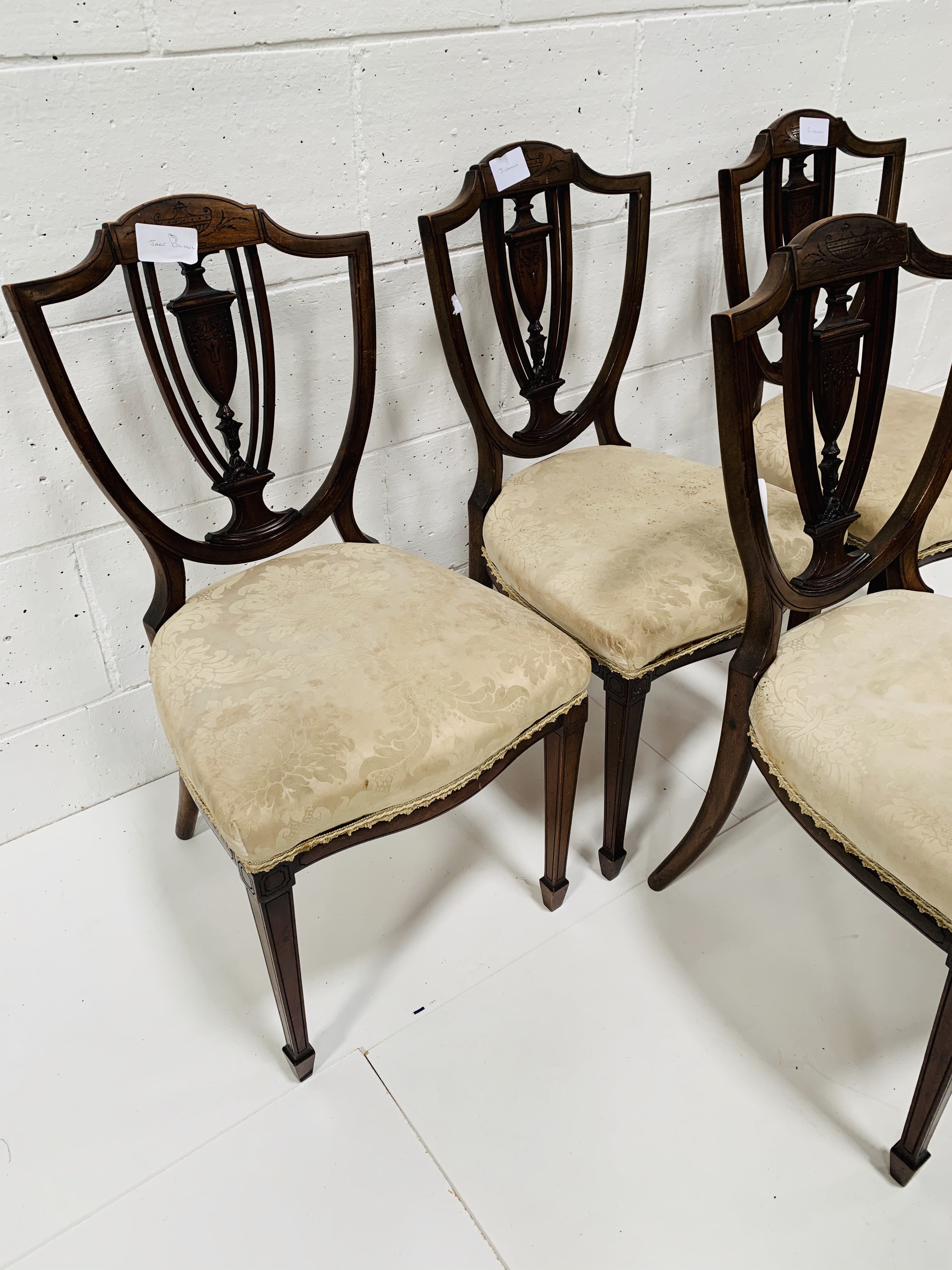 Four mahogany shield back dining chairs. - Image 3 of 3