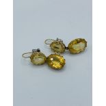9ct gold and citrine drop earrings.
