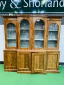 Mahogany breakfront bookcase.