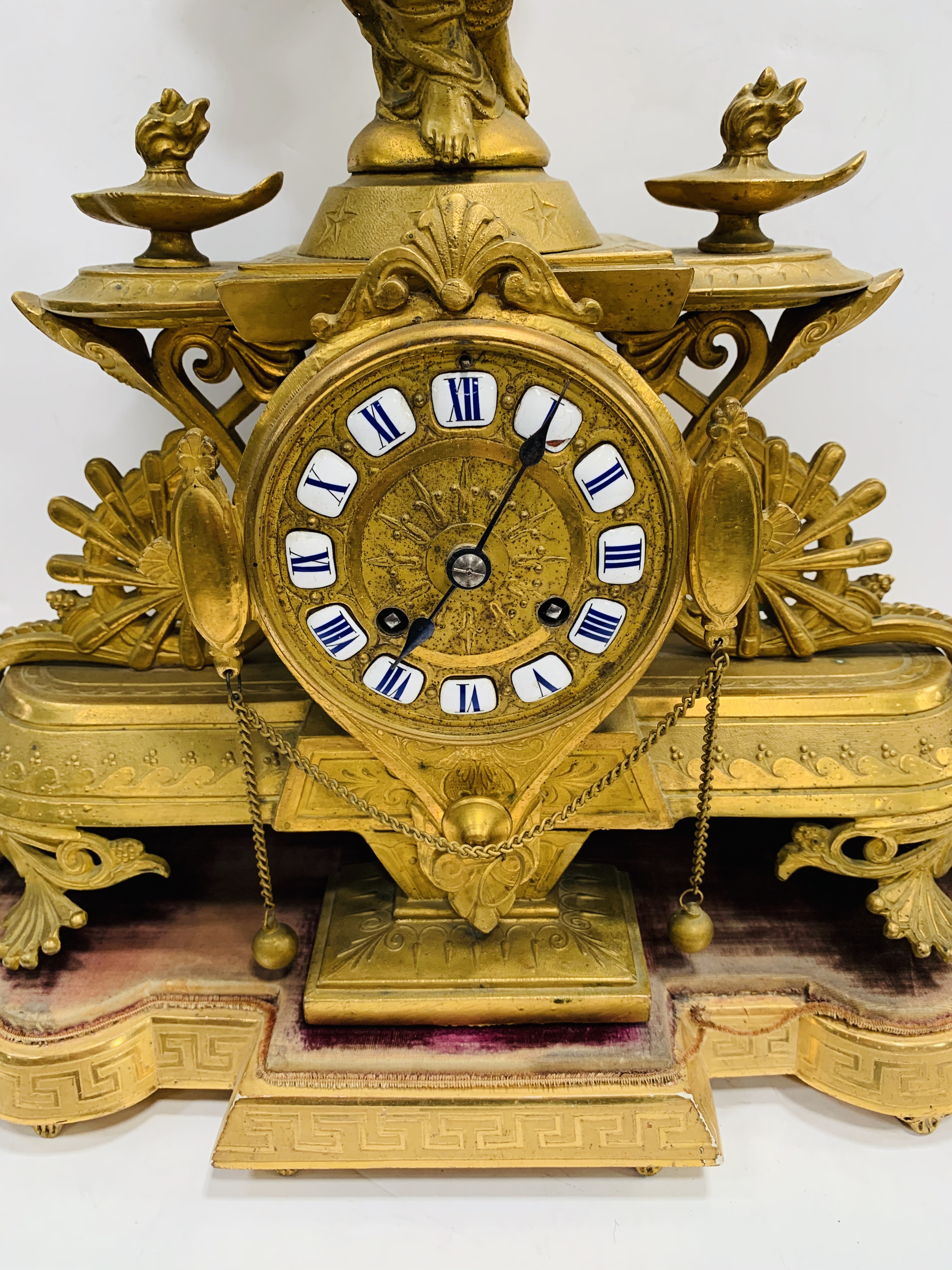Gilded metal French mantel clock by P H Mourey. - Image 2 of 3