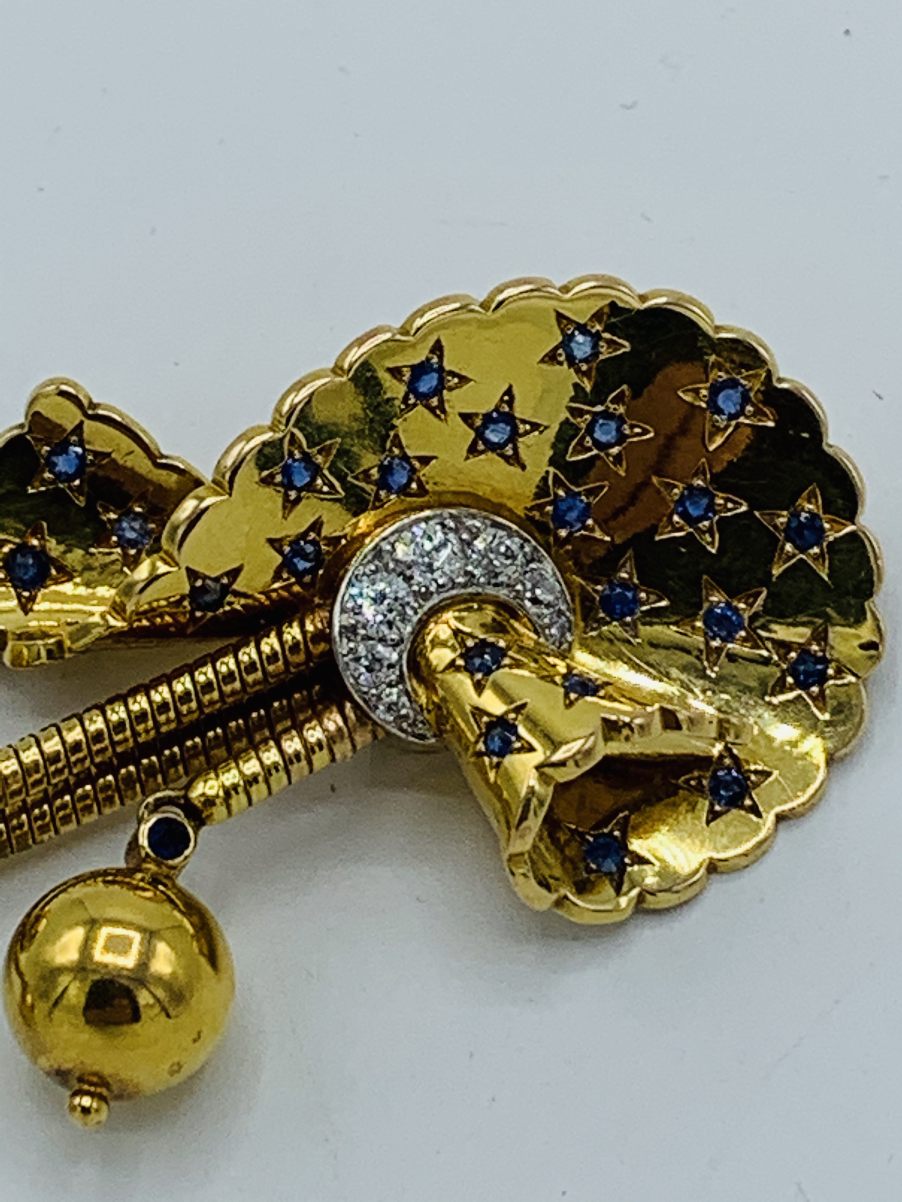 French 18k gold, sapphire and diamond Ball pin. - Image 5 of 6