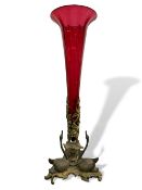 Ormolu and cranberry glass Epergne, height 48cms.