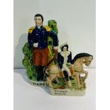 Two Victorian flatback figurines depicting Napoleon and his daughter Princess Eugene.