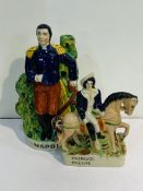 Two Victorian flatback figurines depicting Napoleon and his daughter Princess Eugene.