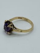 9ct gold ring set with an amethyst.