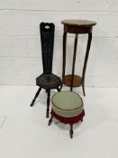 Pot stand, stool and spinning chair.