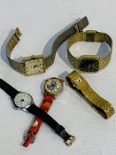 Collection of 5 vintage crown wind wristwatches