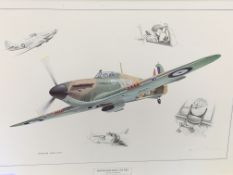 2 prints of Spitfires and one of a Hurricane.