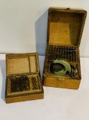 Watchmaker's vintage staking tools made by ‘Favorite’, plus a second box of burs.