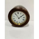 French wood cased bulkhead clock with key, going.