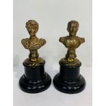 Pair of 19th century cast brass German historical busts. Height 14.5 cms.