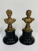 Pair of 19th century cast brass German historical busts. Height 14.5 cms.