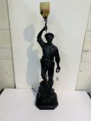 Circa 1880, French figural table lamp. Height 76cms