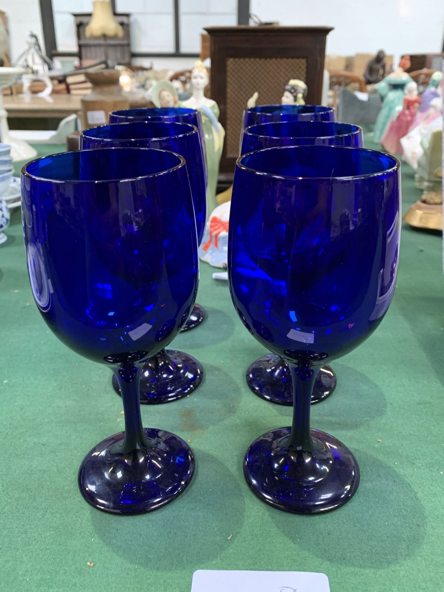 Six blue glass goblets. - Image 2 of 2