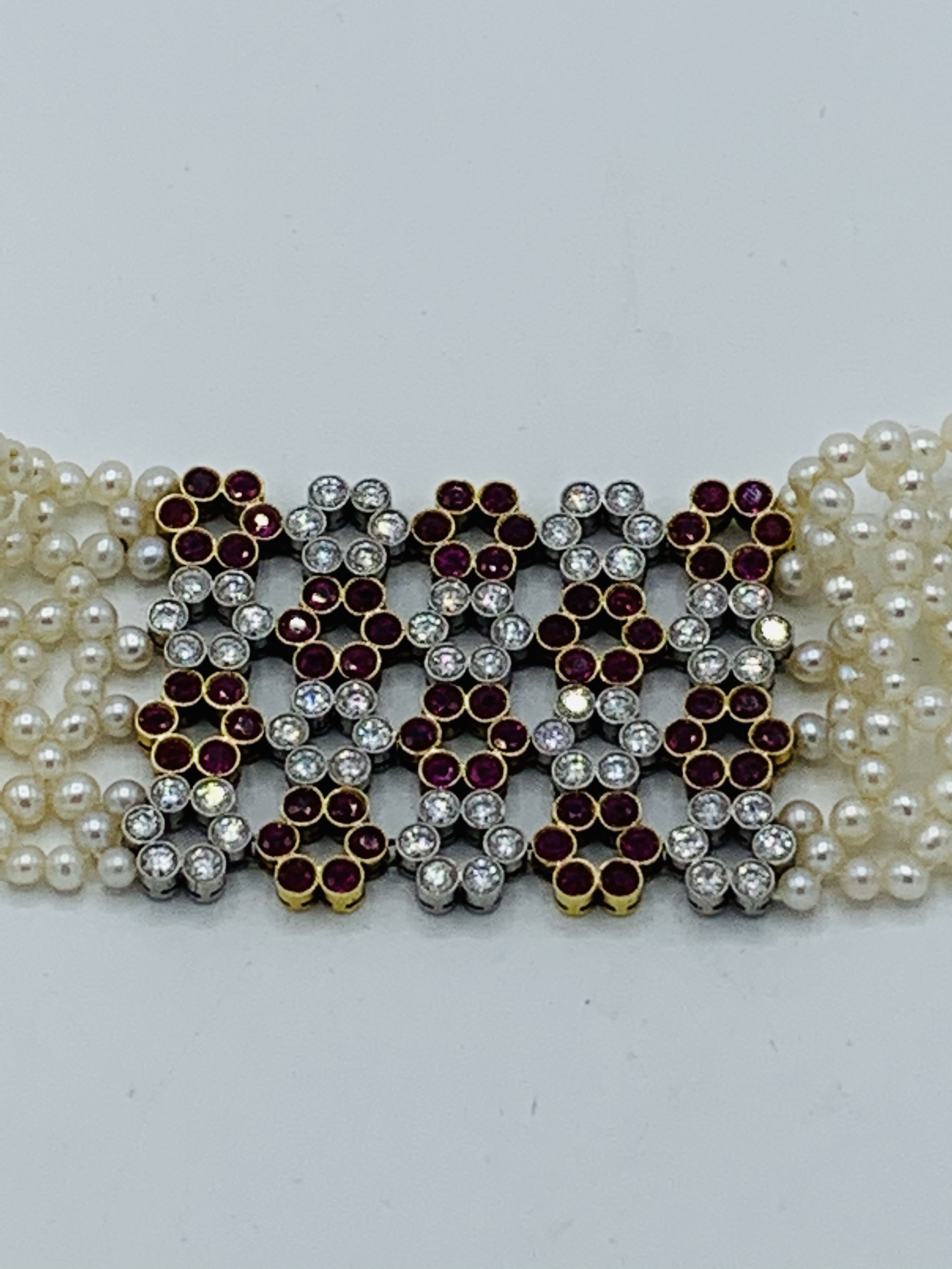 Ruby, diamond and pearl choker. - Image 7 of 7