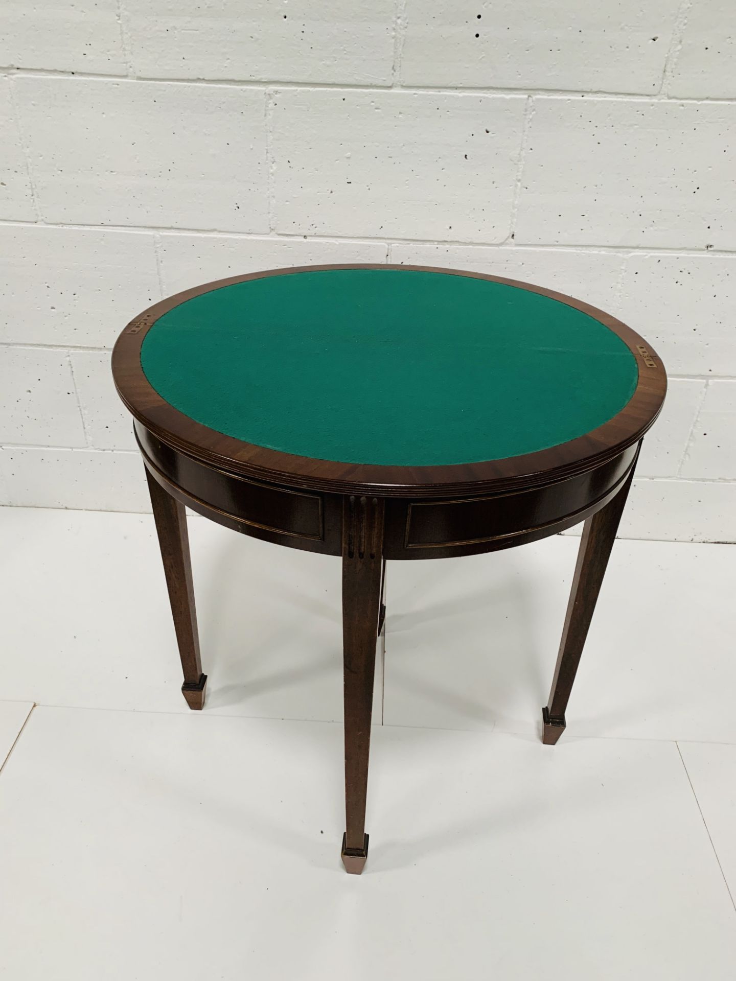 Mahogany demi-lune folding top card table. - Image 2 of 2