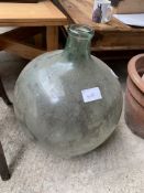 Large class spherical Terrarium dia 40 x 57cms together with four clay pots, largest is 48 x 35cms.