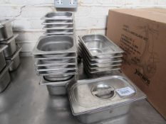 20 stainless steel gastronorm dishes & lids.