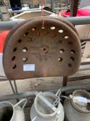2 metal agricultural implement seats.