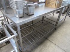Heavy duty stainless steel table with over shelf, 160x137x74cms